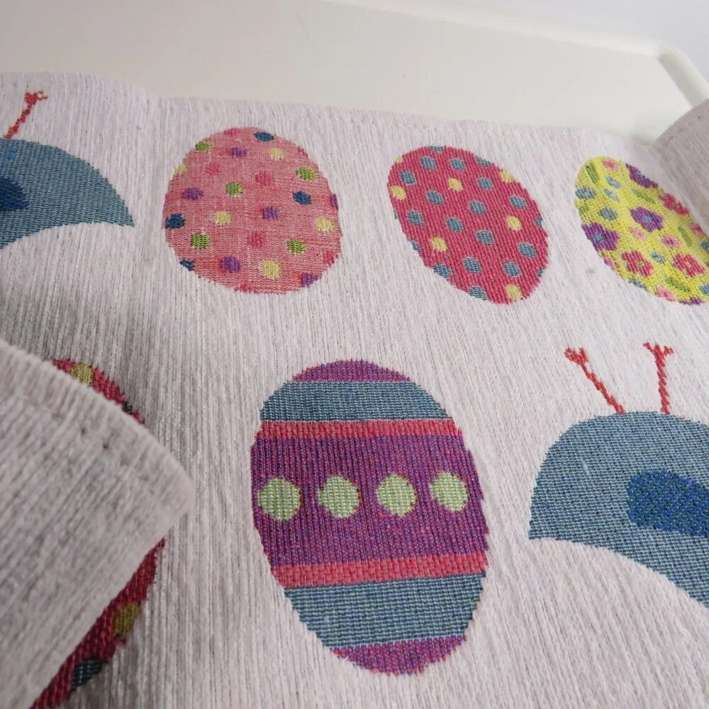Easter Spring White with Eggs Chicks 13x72 in 6 ft Table Runner